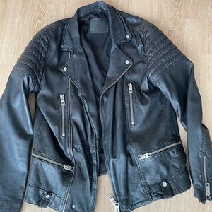 All Saints Black Leather Biker Jacket